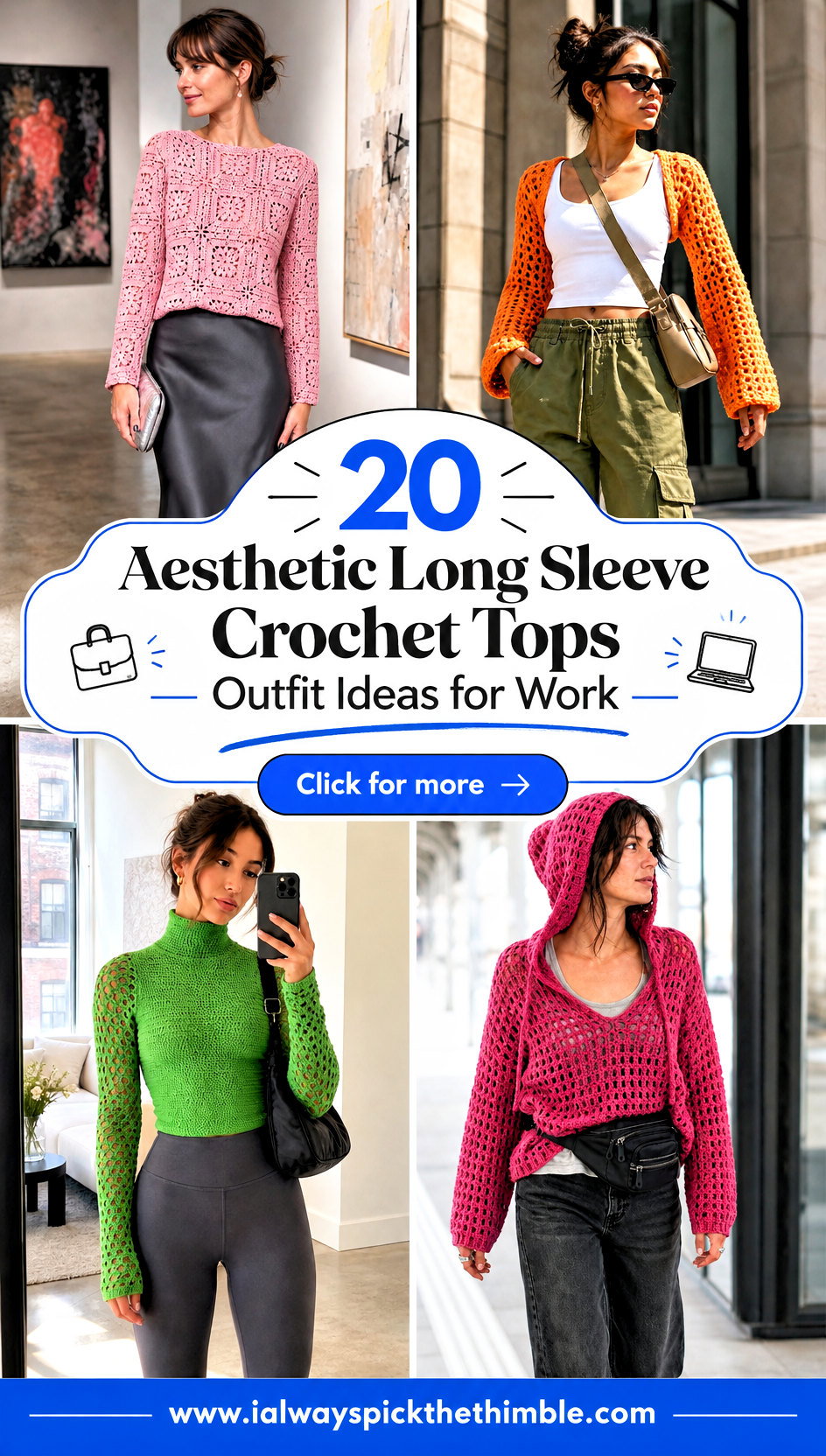 20 Aesthetic Long Sleeve Crochet Tops Outfit Ideas for Work - 20 Aesthetic Long Sleeve Crochet Tops Outfit Ideas for Work