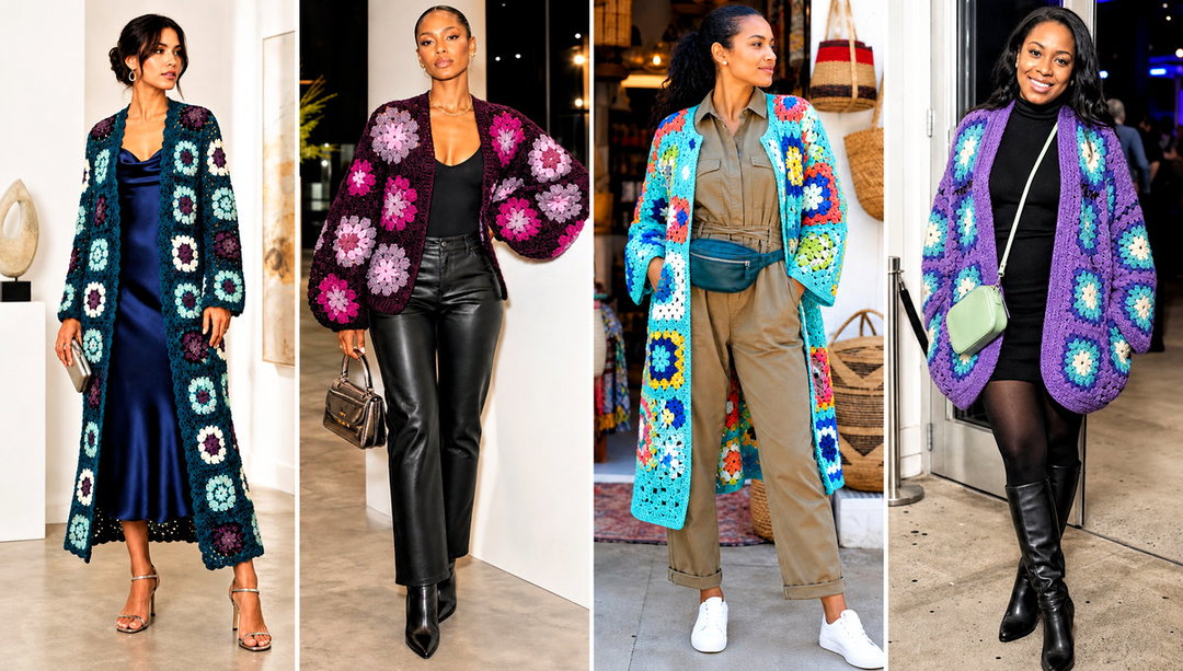 20 African Flower Crochet Cardigan Outfit Ideas for Spring