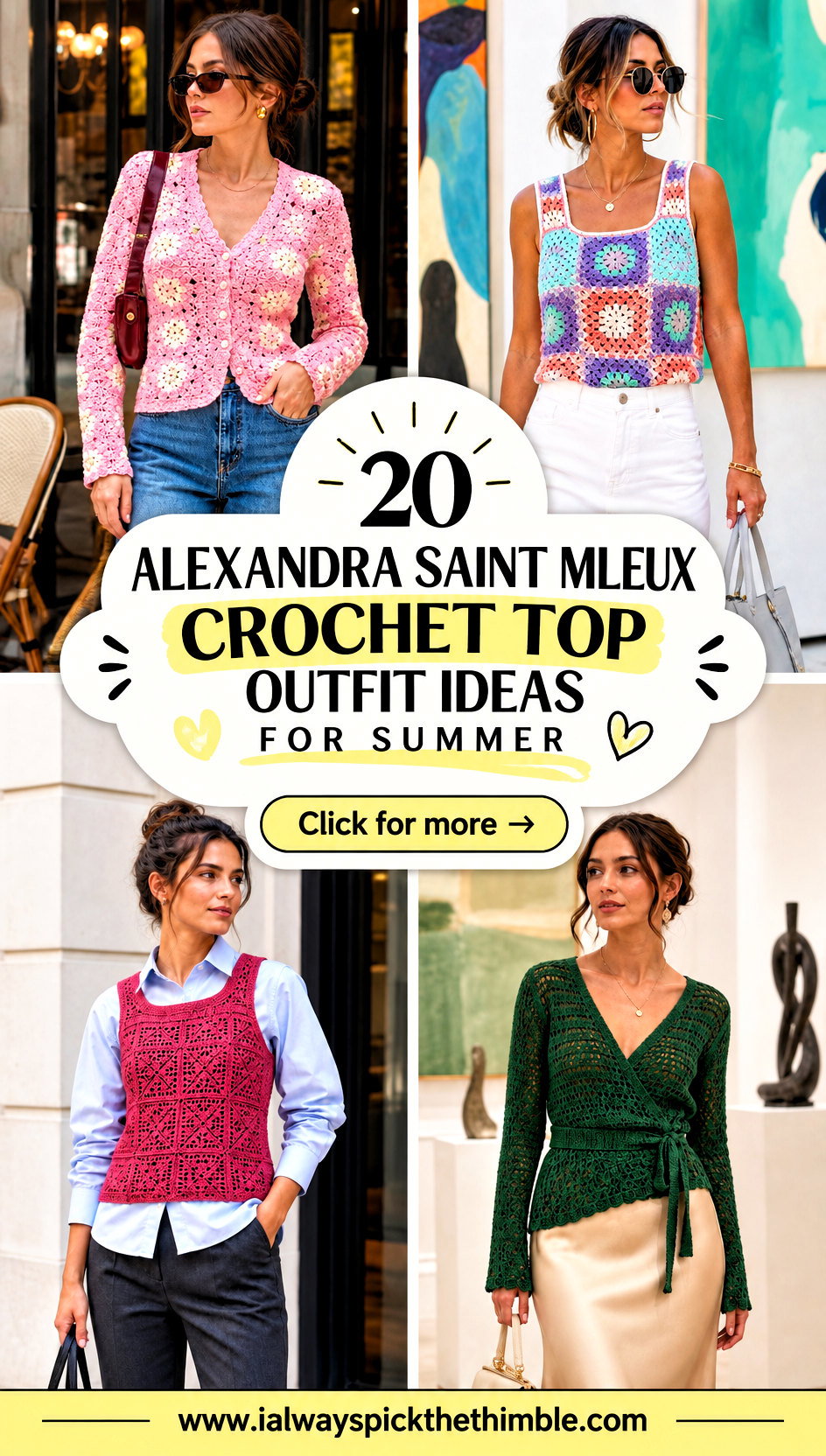 20 Alexandra Saint Mleux Crochet Top Outfit Ideas for Summer - 20 Alexandra Saint Mleux Crochet Top Outfit Ideas for Summer