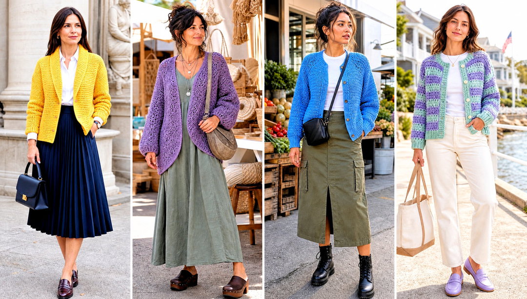 20 Alpine Stitch Crochet Cardigan Outfit Ideas for Cozy Days