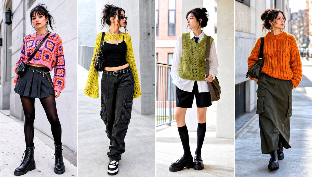 20 Alt Crochet Sweater Outfit Ideas for Grunge Layers