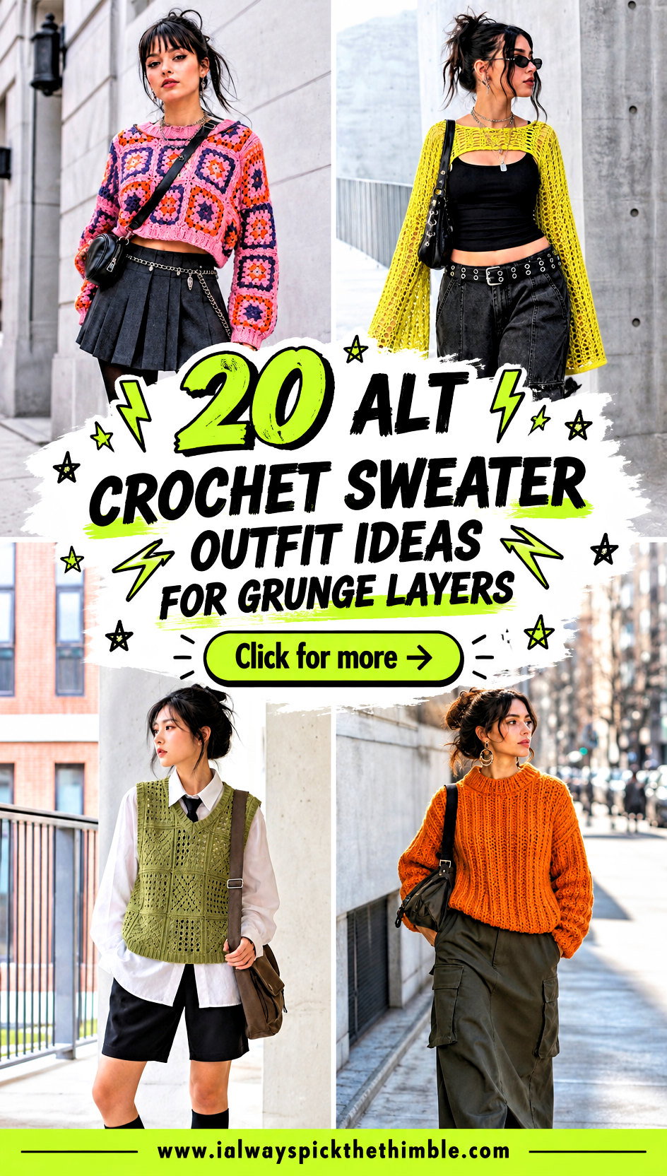 20 Alt Crochet Sweater Outfit Ideas for Grunge Layers - 20 Alt Crochet Sweater Outfit Ideas for Grunge Layers