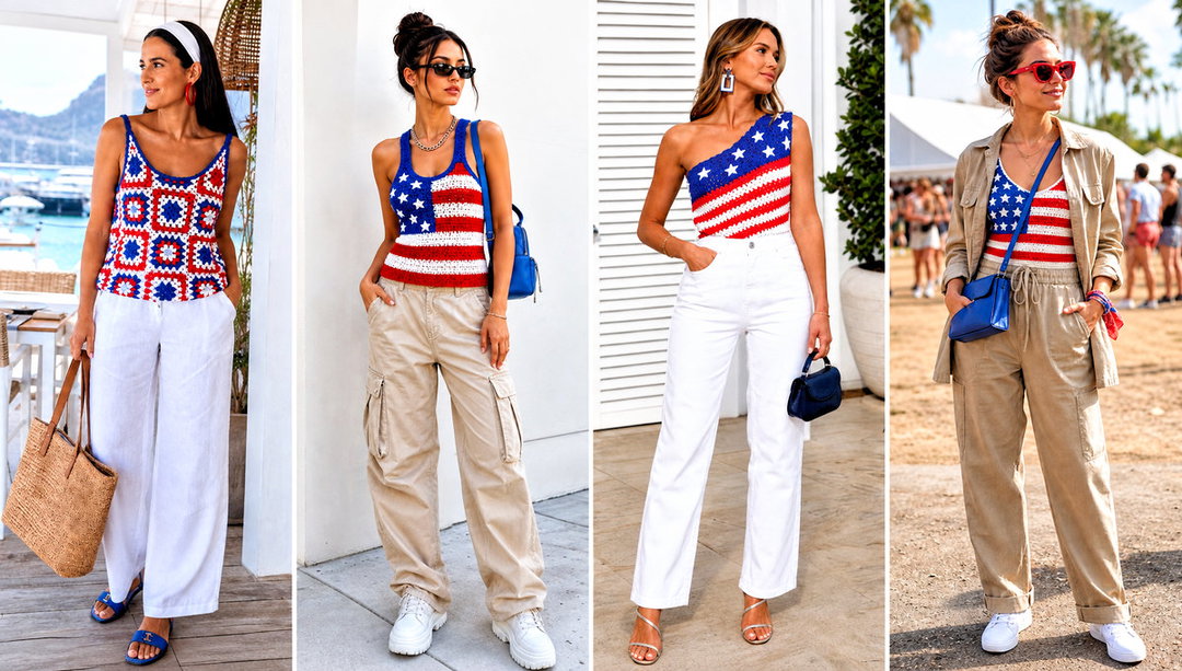 20 American Flag Crochet Top Outfit Ideas for July 4