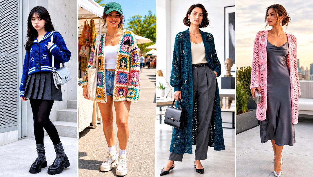 20 Anime Crochet Cardigan Outfit Ideas for Streetwear