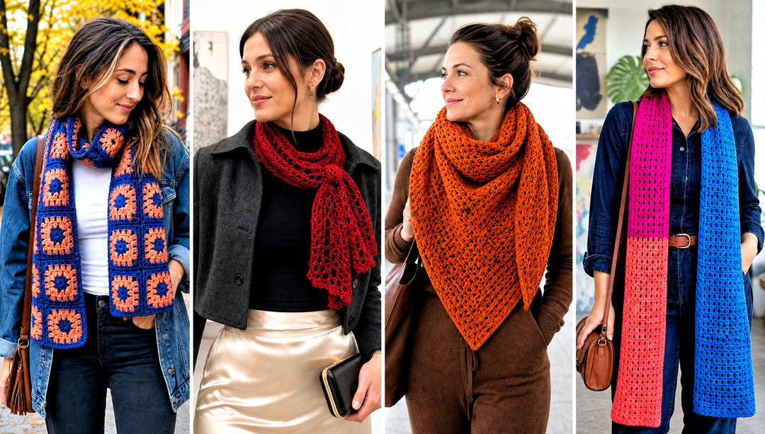 20 Autumn Crochet Scarf Outfit Ideas for Crisp Walks