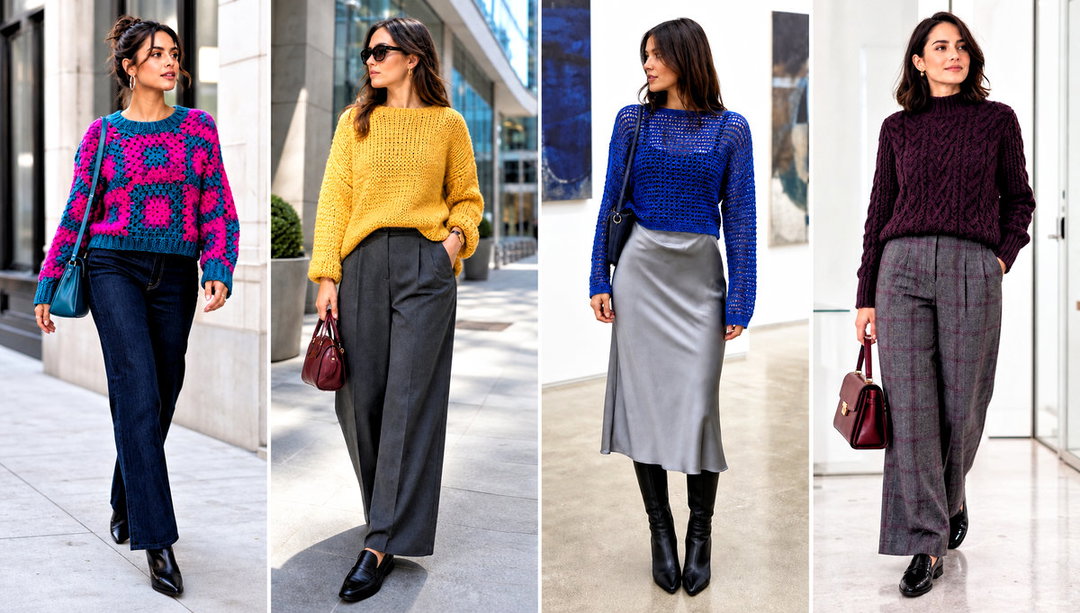 20 Autumn Crochet Sweater Outfit Ideas for Casual Fall Days