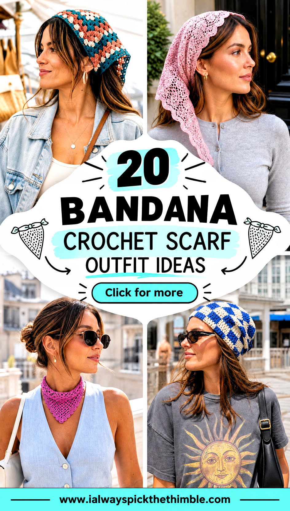 20 Bandana Crochet Scarf Outfit Ideas for Everyday Wear - 20 Bandana Crochet Scarf Outfit Ideas for Everyday Wear