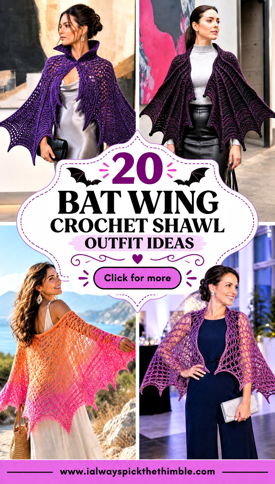 20 Bat Wing Crochet Shawl Outfit Ideas for Draped Looks - 20 Bat Wing Crochet Shawl Outfit Ideas for Draped Looks