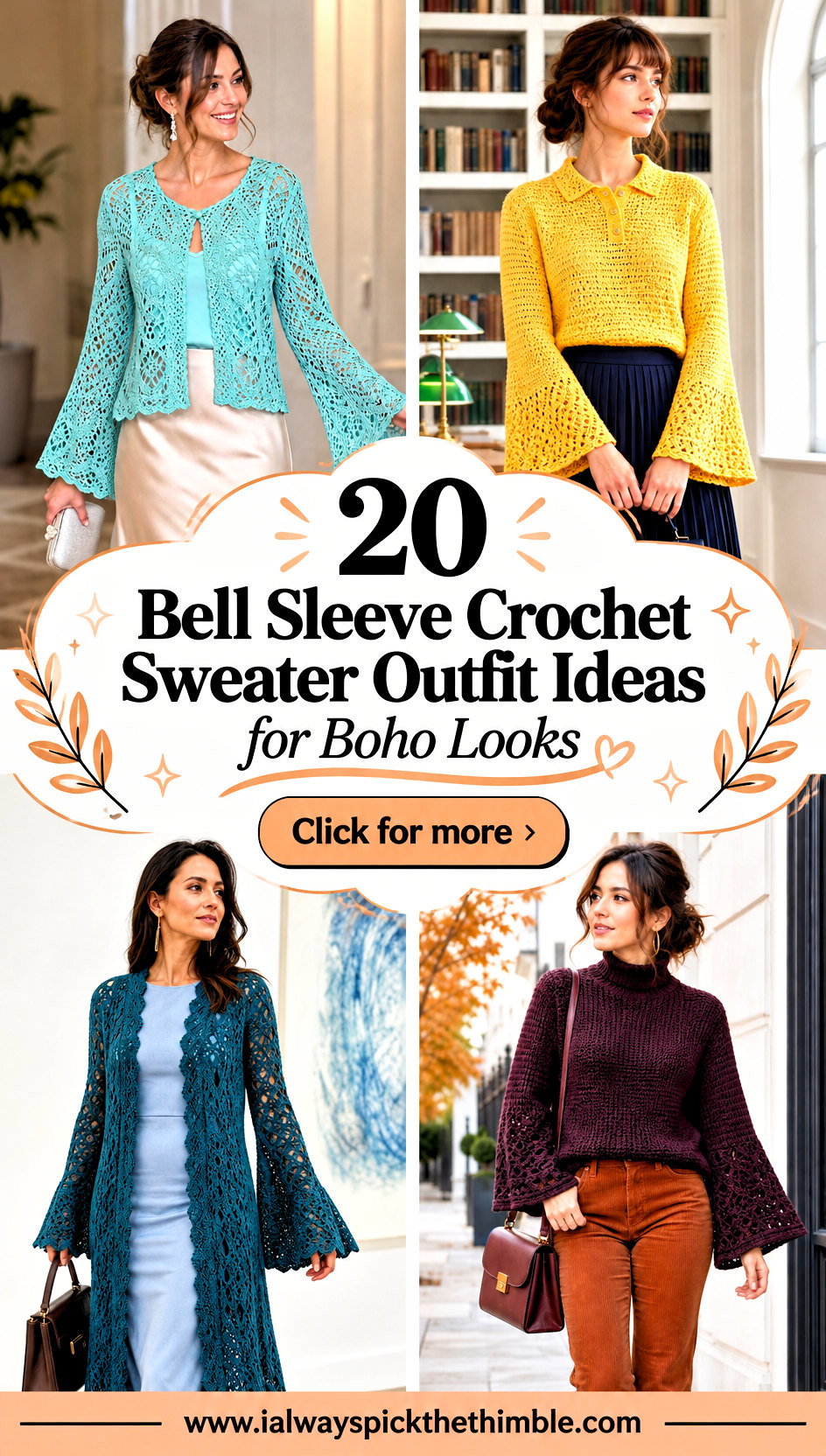20 Bell Sleeve Crochet Sweater Outfit Ideas for Boho Looks - 20 Bell Sleeve Crochet Sweater Outfit Ideas for Boho Looks