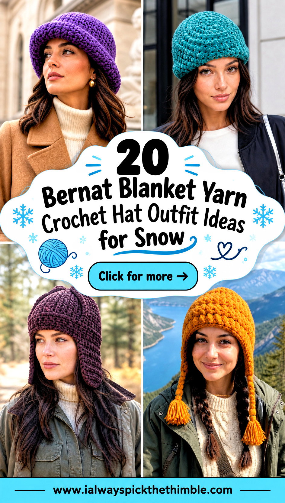 20 Bernat Blanket Yarn Crochet Hat Outfit Ideas for Snow - 20 Bernat Blanket Yarn Crochet Hat Outfit Ideas for Snow