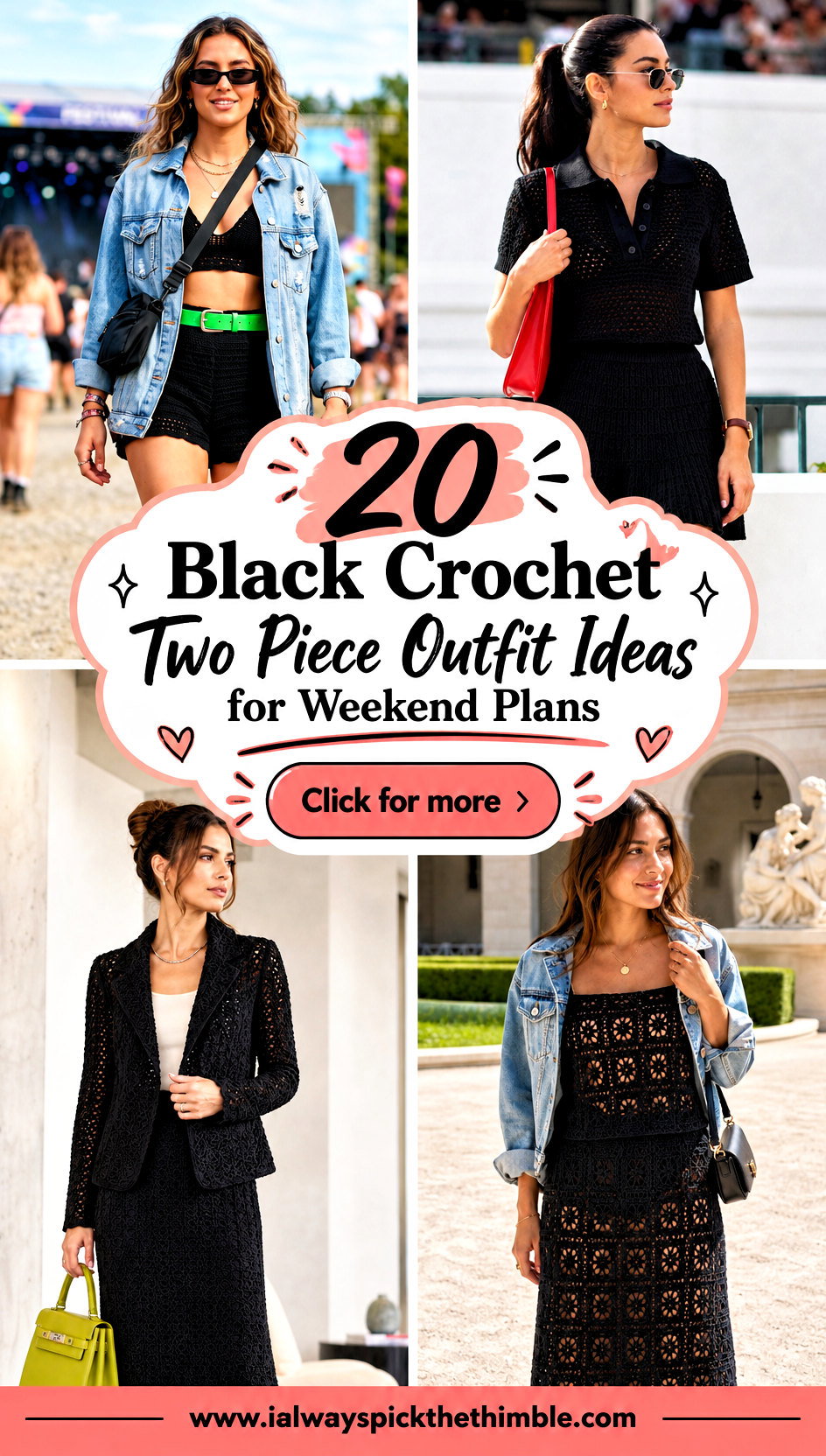 20 Black Crochet Two Piece Outfit Ideas for Weekend Plans - 20 Black Crochet Two Piece Outfit Ideas for Weekend Plans