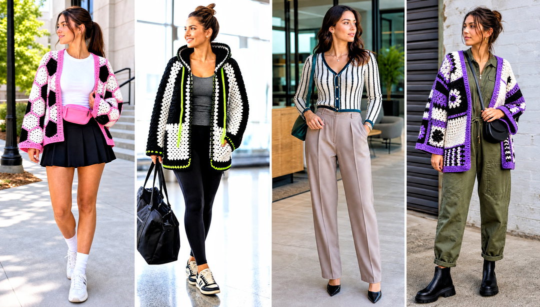 20 Black and White Crochet Cardigan Outfit Ideas to Layer