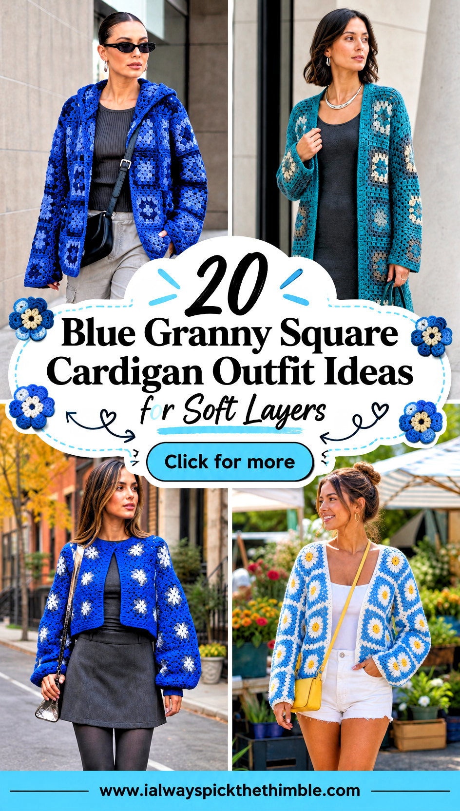 20 Blue Granny Square Cardigan Outfit Ideas for Soft Layers - 20 Blue Granny Square Cardigan Outfit Ideas for Soft Layers