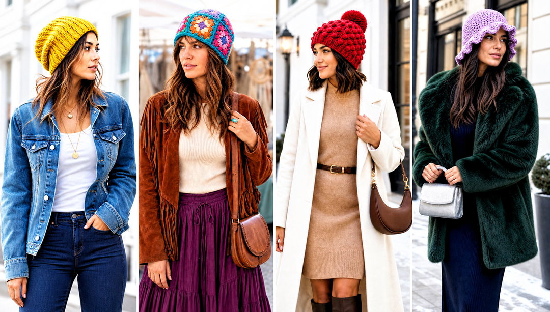 20 Boho Crochet Beanie Outfit Ideas for Cold-Weather Style