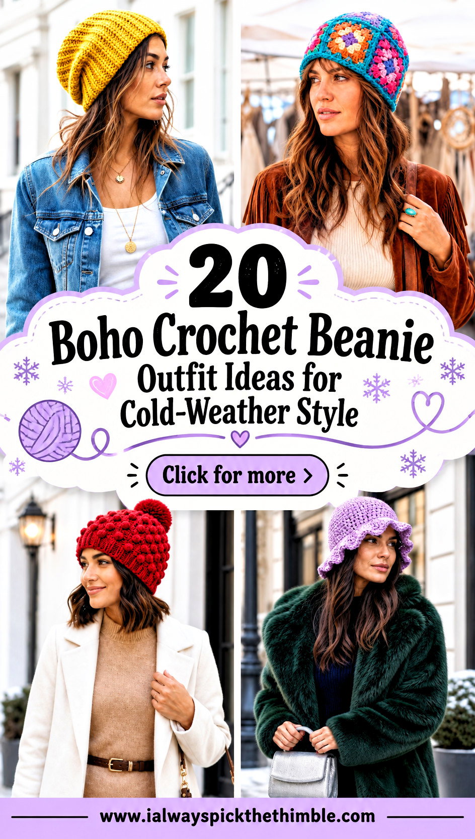 20 Boho Crochet Beanie Outfit Ideas for Cold-Weather Style - 20 Boho Crochet Beanie Outfit Ideas for Cold-Weather Style