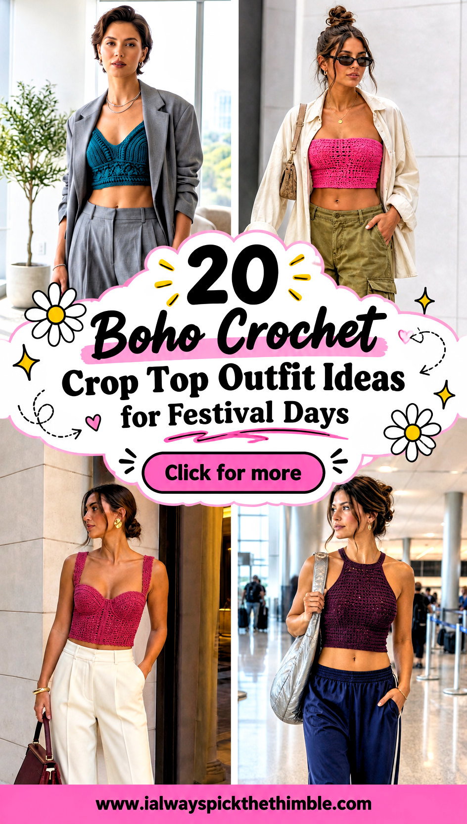 20 Boho Crochet Crop Top Outfit Ideas for Festival Days - 20 Boho Crochet Crop Top Outfit Ideas for Festival Days