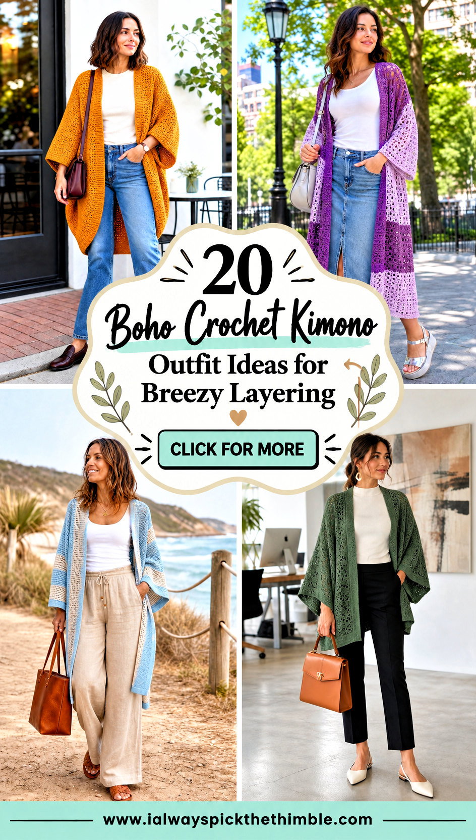 20 Boho Crochet Kimono Outfit Ideas for Breezy Layering - 20 Boho Crochet Kimono Outfit Ideas for Breezy Layering