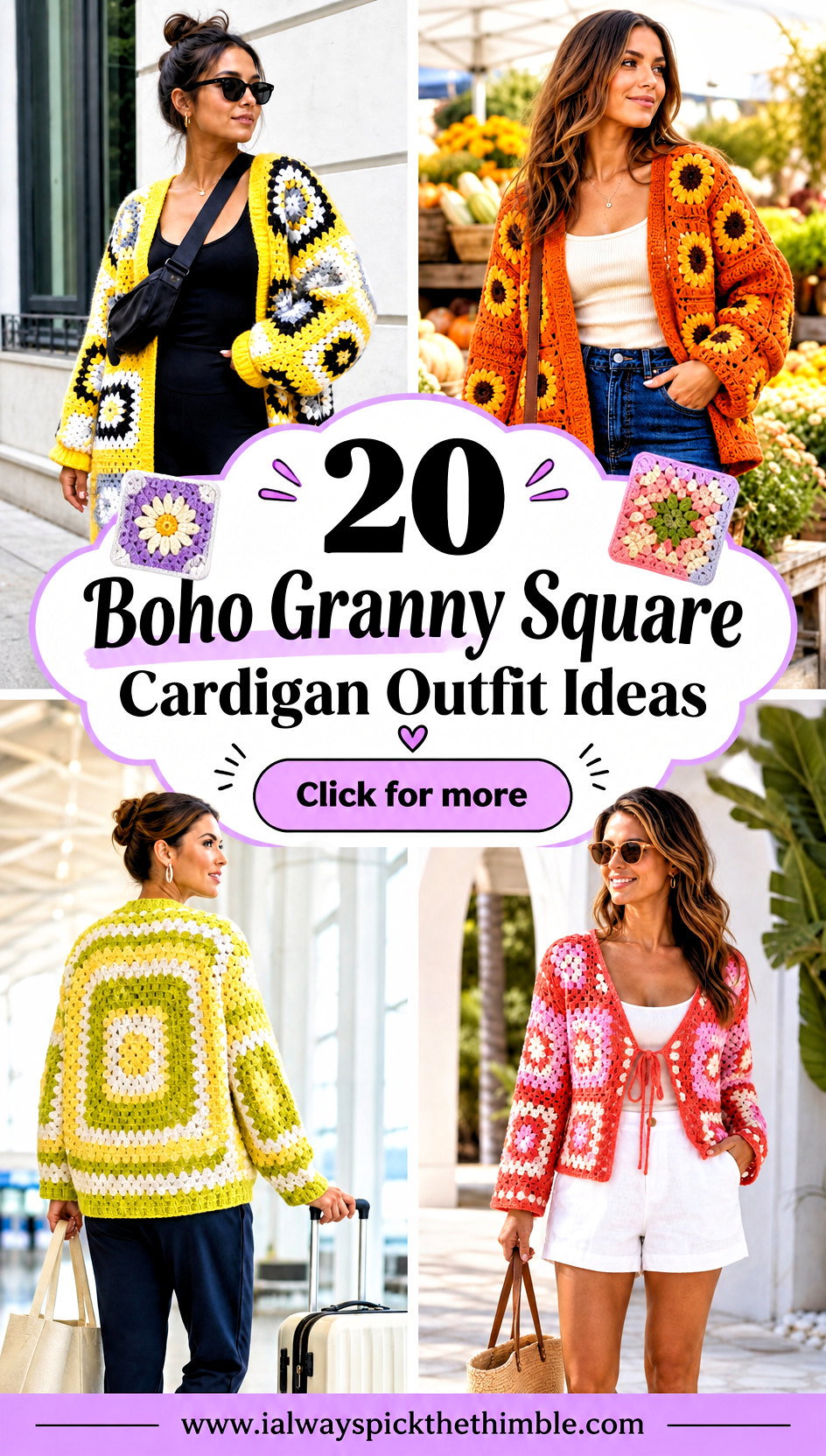 20 Boho Granny Square Cardigan Outfit Ideas for Easy Layers - 20 Boho Granny Square Cardigan Outfit Ideas for Easy Layers