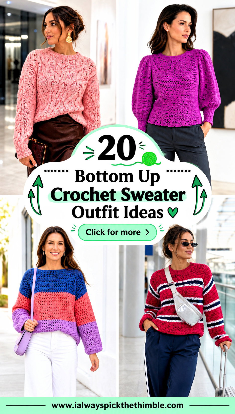 20 Bottom Up Crochet Sweater Outfit Ideas for Cool Days - 20 Bottom Up Crochet Sweater Outfit Ideas for Cool Days