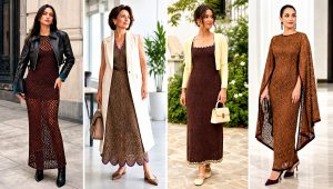 20 Brown Crochet Maxi Dress Outfit Ideas for Summer Nights