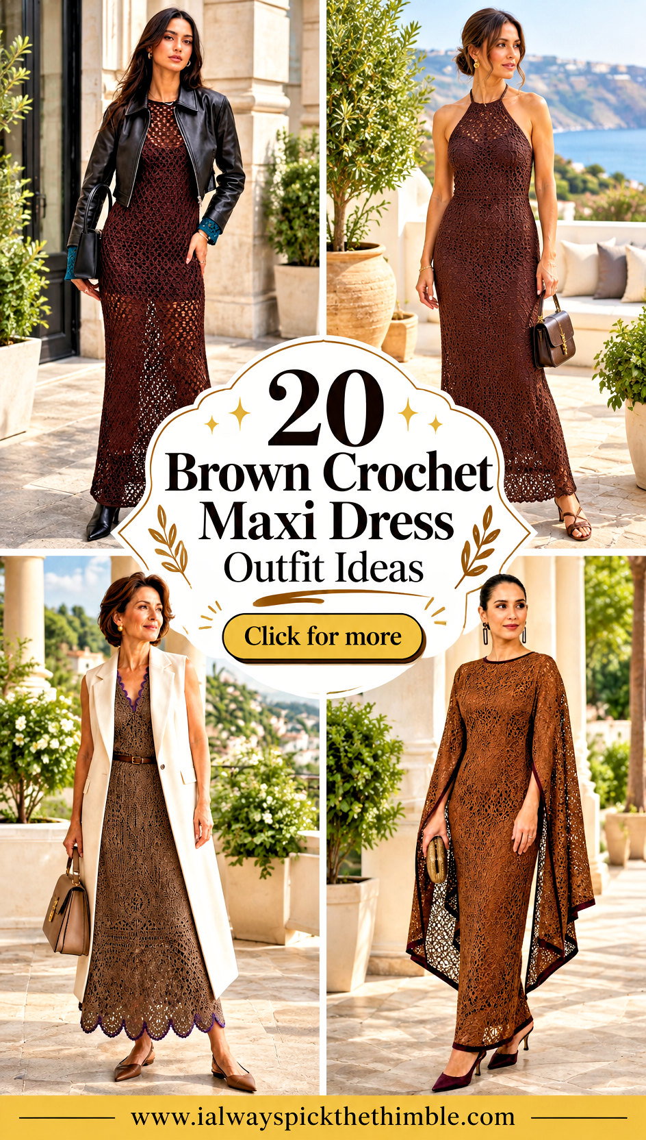 20 Brown Crochet Maxi Dress Outfit Ideas for Summer Nights - 20 Brown Crochet Maxi Dress Outfit Ideas for Summer Nights
