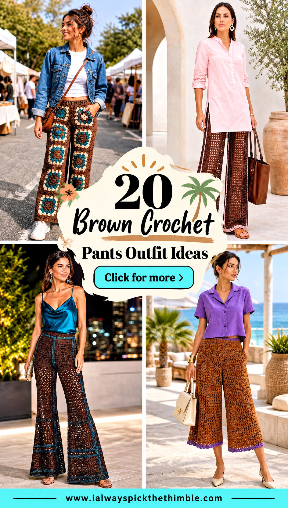 20 Brown Crochet Pants Outfit Ideas for Vacation Days - 20 Brown Crochet Pants Outfit Ideas for Vacation Days