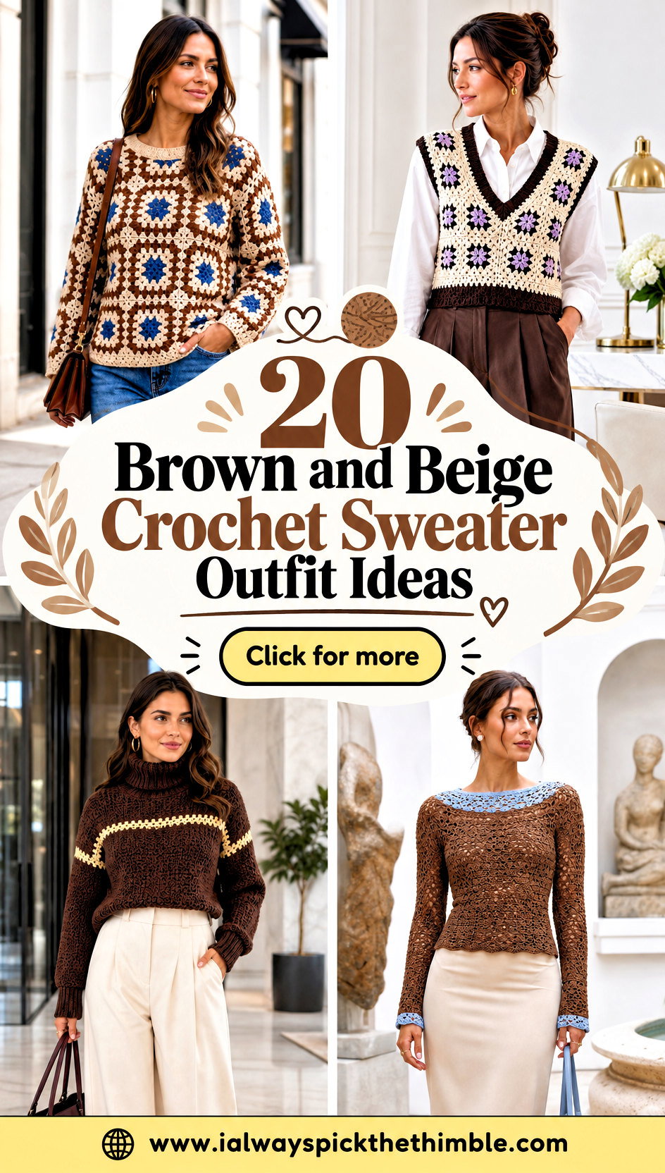20 Brown and Beige Crochet Sweater Outfit Ideas in Neutrals - 20 Brown and Beige Crochet Sweater Outfit Ideas in Neutrals