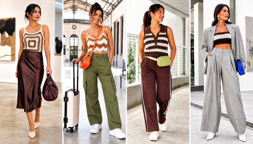 20 Brown and White Crochet Top Outfit Ideas in Soft Contrast