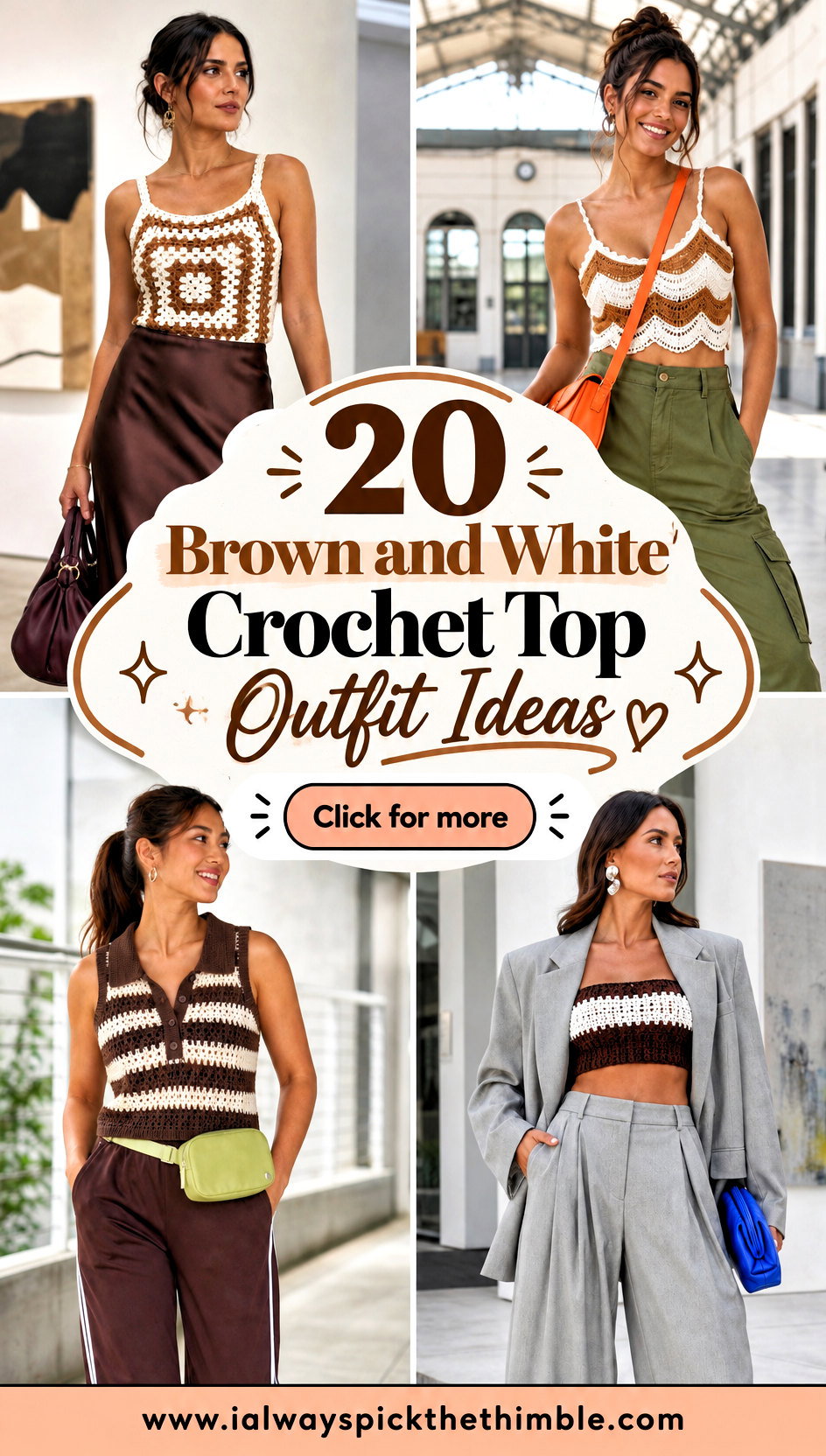 20 Brown and White Crochet Top Outfit Ideas in Soft Contrast - 20 Brown and White Crochet Top Outfit Ideas in Soft Contrast
