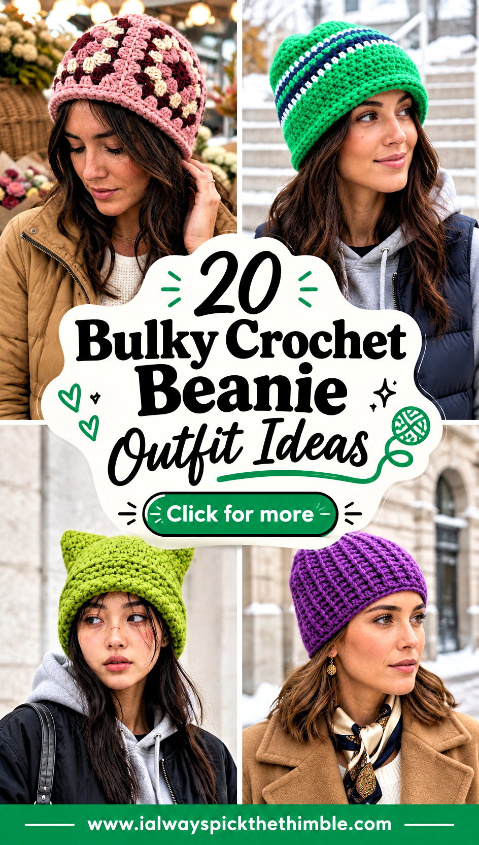 20 Bulky Crochet Beanie Outfit Ideas for Casual Winter Looks - 20 Bulky Crochet Beanie Outfit Ideas for Casual Winter Looks
