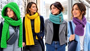 20 Bulky Crochet Scarf Outfit Ideas for Winter Walks