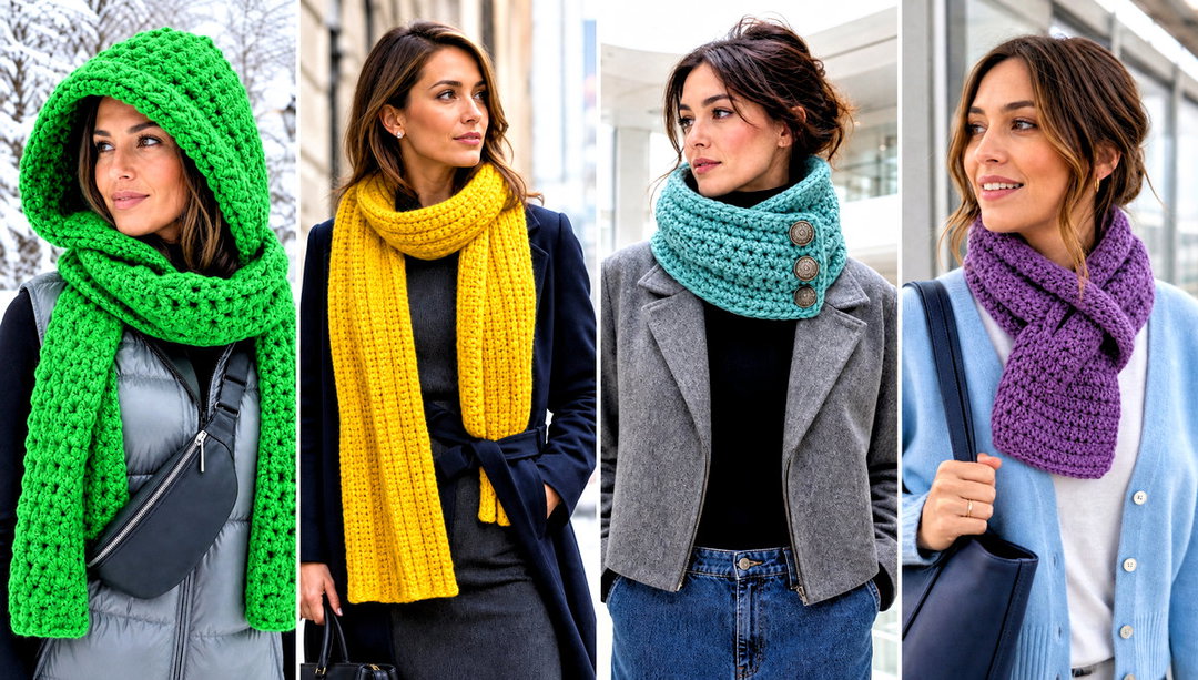 20 Bulky Crochet Scarf Outfit Ideas for Winter Walks