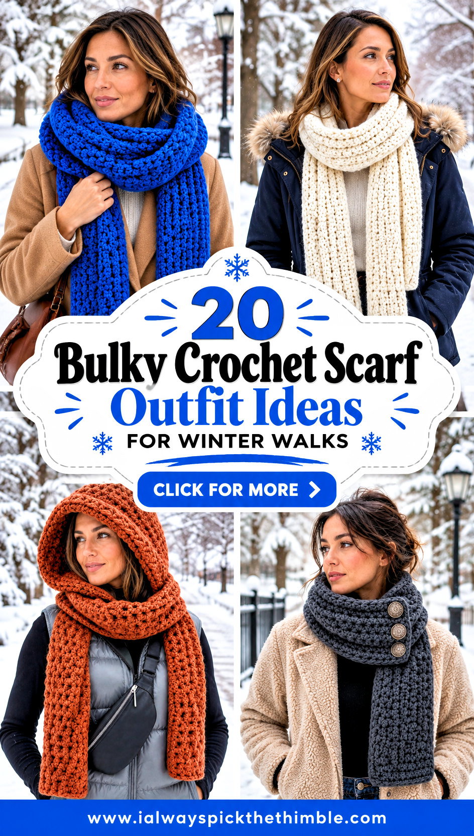 20 Bulky Crochet Scarf Outfit Ideas for Winter Walks - 20 Bulky Crochet Scarf Outfit Ideas for Winter Walks