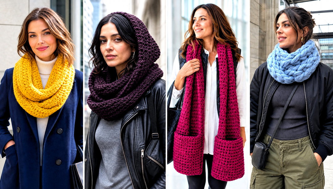 20 Bulky Yarn Crochet Scarf Outfit Ideas for Daily Wear