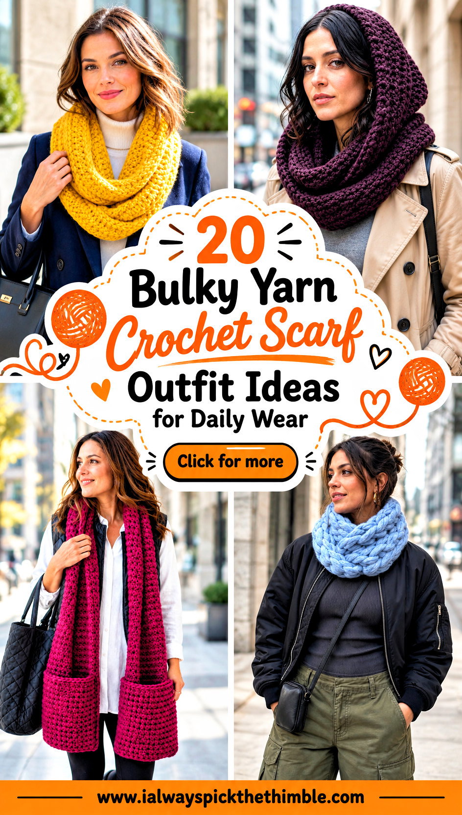 20 Bulky Yarn Crochet Scarf Outfit Ideas for Daily Wear - 20 Bulky Yarn Crochet Scarf Outfit Ideas for Daily Wear