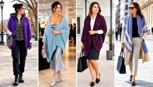20 Bulky Yarn Crochet Shawl Outfit Ideas for Dressy Layers