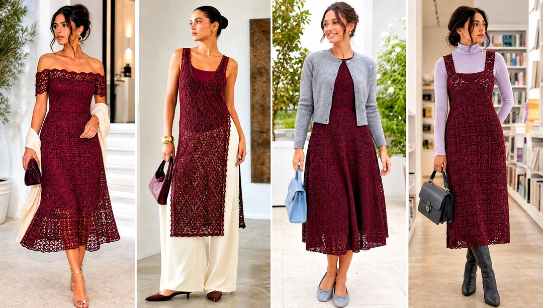 20 Burgundy Crochet Dress Outfit Ideas for Date Night