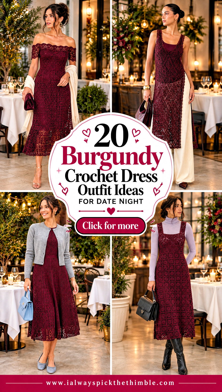 20 Burgundy Crochet Dress Outfit Ideas for Date Night - 20 Burgundy Crochet Dress Outfit Ideas for Date Night