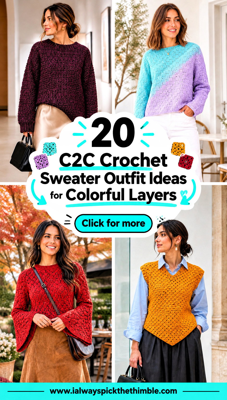 20 C2C Crochet Sweater Outfit Ideas for Colorful Layers - 20 C2C Crochet Sweater Outfit Ideas for Colorful Layers