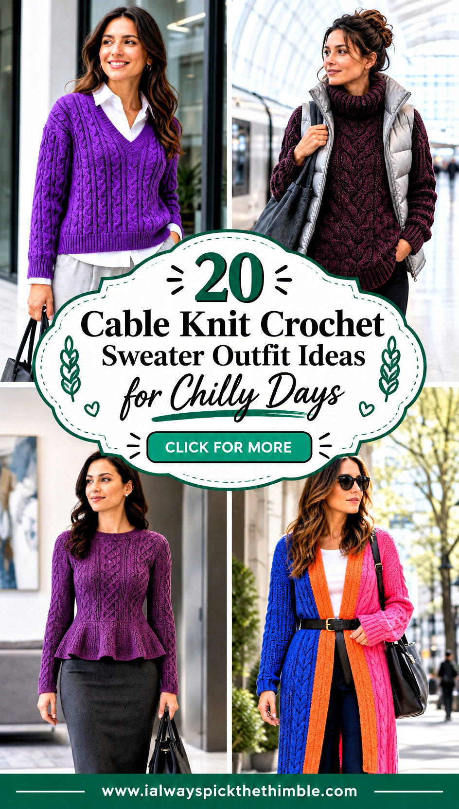 20 Cable Knit Crochet Sweater Outfit Ideas for Chilly Days - 20 Cable Knit Crochet Sweater Outfit Ideas for Chilly Days