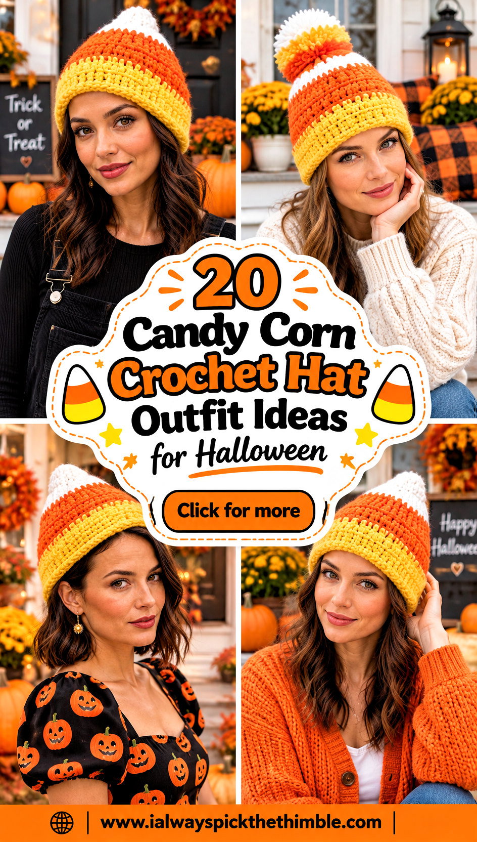 20 Candy Corn Crochet Hat Outfit Ideas for Halloween - 20 Candy Corn Crochet Hat Outfit Ideas for Halloween