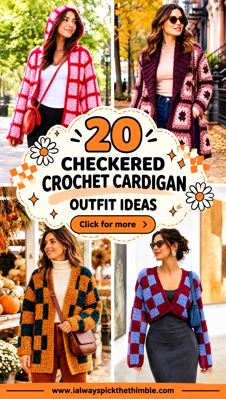 20 Checkered Crochet Cardigan Outfit Ideas for Retro Flair - 20 Checkered Crochet Cardigan Outfit Ideas for Retro Flair