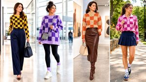 20 Checkered Crochet Sweater Outfit Ideas for Relaxed Days