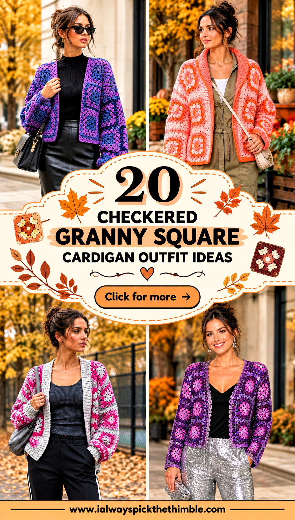 20 Checkered Granny Square Cardigan Outfit Ideas for Fall - 20 Checkered Granny Square Cardigan Outfit Ideas for Fall