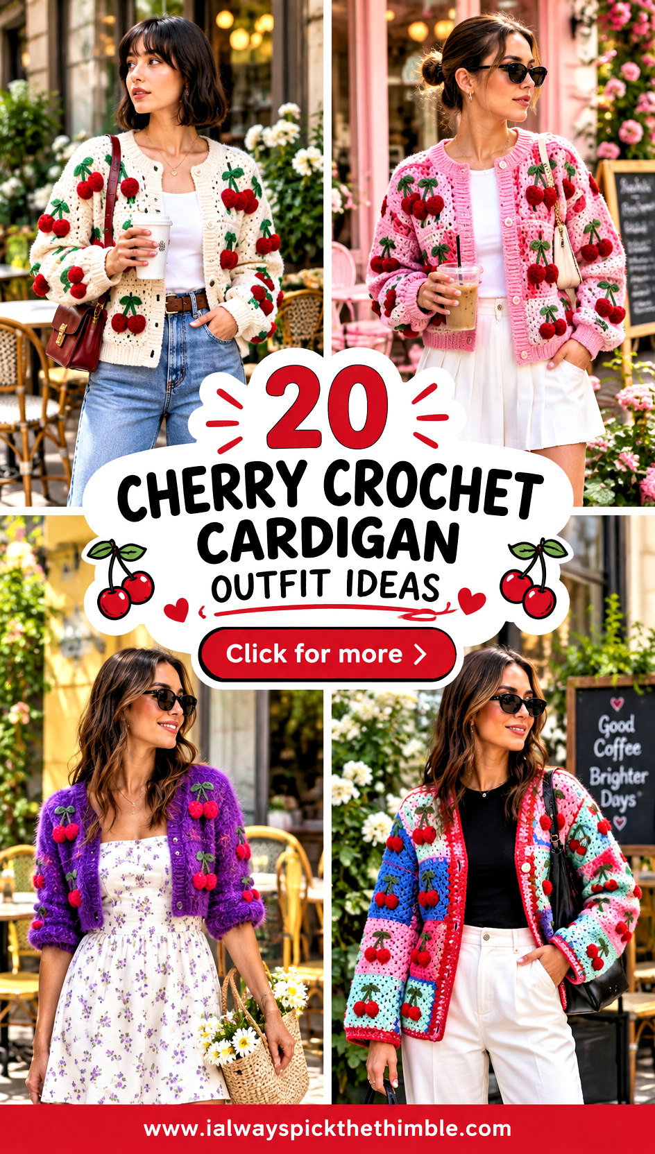 20 Cherry Crochet Cardigan Outfit Ideas for Playful Looks - 20 Cherry Crochet Cardigan Outfit Ideas for Playful Looks