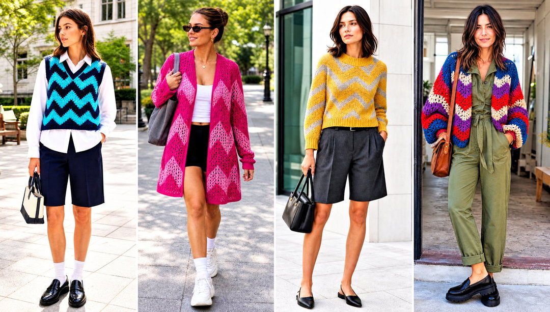 20 Chevron Crochet Sweater Outfit Ideas for Bold Stripes