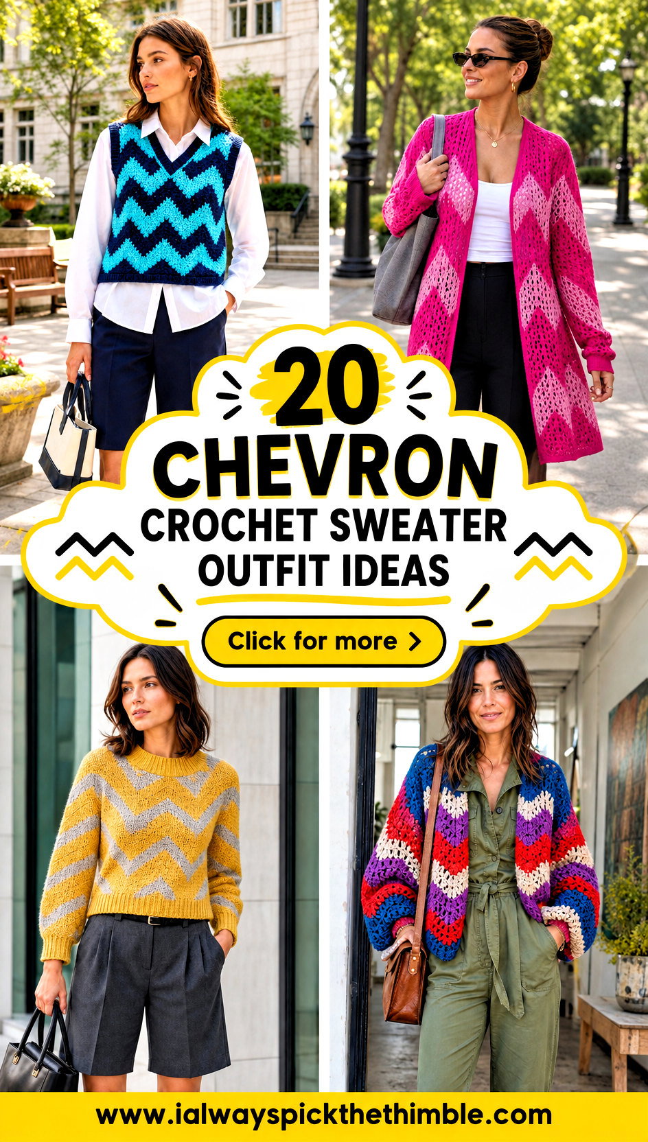 20 Chevron Crochet Sweater Outfit Ideas for Bold Stripes - 20 Chevron Crochet Sweater Outfit Ideas for Bold Stripes