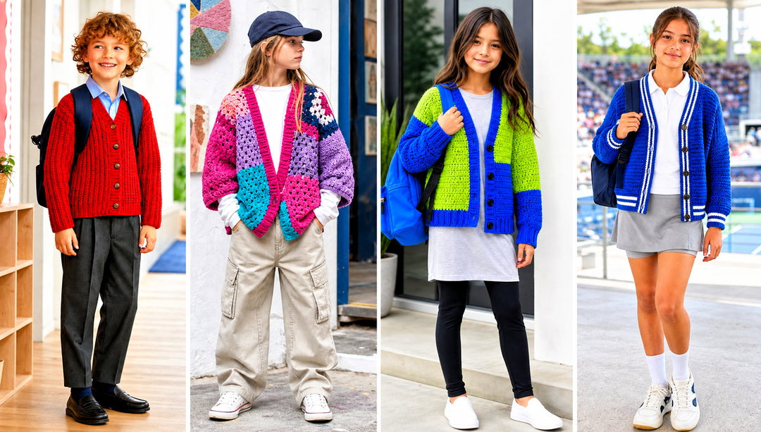 20 Childs Crochet Cardigan Outfit Ideas for School Days