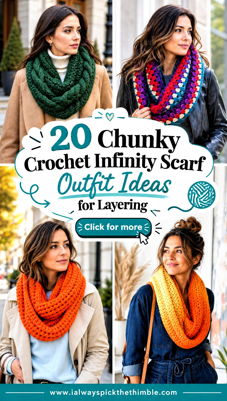 20 Chunky Crochet Infinity Scarf Outfit Ideas for Layering - 20 Chunky Crochet Infinity Scarf Outfit Ideas for Layering