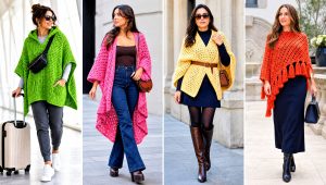 20 Chunky Crochet Poncho Outfit Ideas for Breezy Days